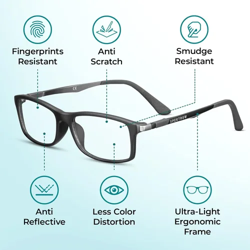 Miniatura 3 de Prospek Lentes de lectura de luz azul para hombres y mujeres, para uso en computadora, protección de luz azul, lente transparente de 0 a +3.0 Gris