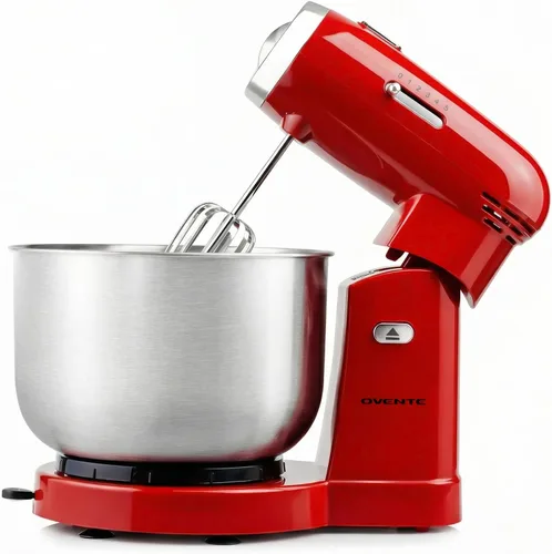 Miniatura 8 de OVENTE Batidora eléctrica de pie con cuenco de acero inoxidable de 3.5 cuartos de galón, mezclador de cocina portátil y ligero de 5 velocidades