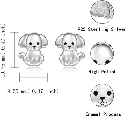 Miniatura 7 de Sterling Silver Dogs Stud Earrings Beagle Corgi Chihuahua Dachshund French Bulldog German Shepherd Poodle Mom Breed Puppy Jewelry for Daughter