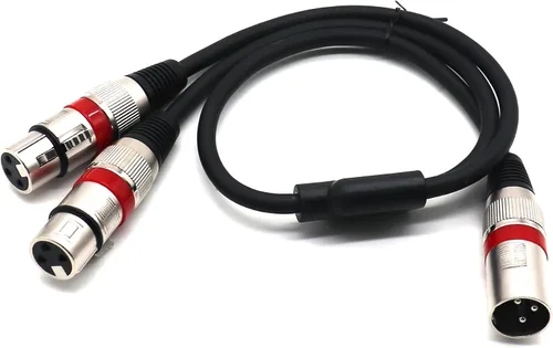 Miniatura 12 de Cable divisor XLR hembra a macho dual de 3 pines y cable de parche en Y para micrófono, adaptador de audio equilibrado (50CM)