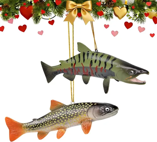 Miniatura 8 de Adorno de pesca 3D para árbol de Navidad, adornos de animales de peces de 6 pulgadas, adornos para el día del padre, decoración colgante