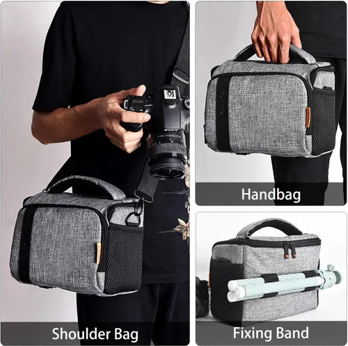 Miniatura 3 de FOSOTO Funda compacta para cámara SLR/DSLR compatible con Nikon P900 B500 D3500 D5600 D7500, Canon EOS T6 T7i T5 4000D 80D, Sony A73 sin espejo, Gris