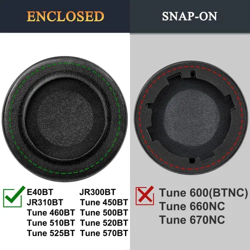 Miniatura 3 de SOULWIT Almohadillas de Repuesto para JBL Tune 450BT/Tune 460BT/Tune 500BT/Tune 510BT/Tune 520BT/JR 300BT/JR 310BT/E40BT/Junior 320BT, Cojines