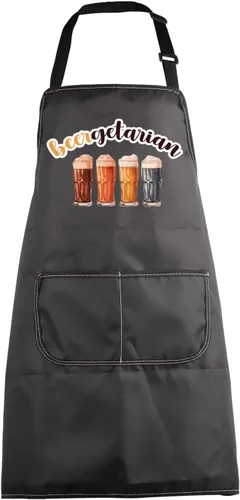 MBMSO Beergetarian Delantal artesanal de cerveza regalos para amantes de la cerveza, delantal de cocina de cerveza con bolsillos, delantal para