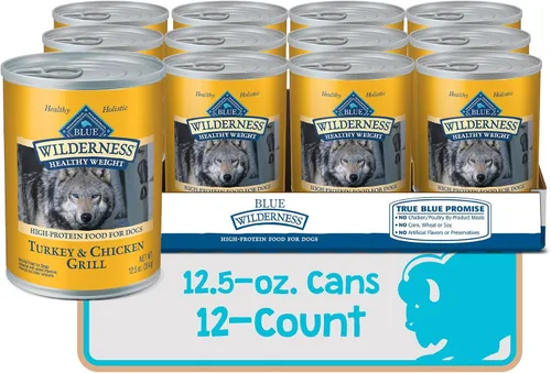 Miniatura 2 de Blue Buffalo Wilderness - Alimento húmedo para perros adultos, peso saludable, alto en proteínas y sin granos, receta de pavo y pollo, lata de 12.5