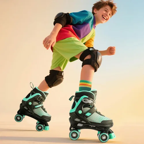 Miniatura 7 de SULIFEEL Patines para niñas y niños, 4 tallas ajustables con ruedas iluminadas, patines seguros y divertidos para niños, mejor regalo para Verde