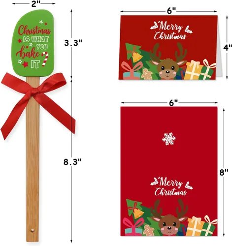 Miniatura 4 de Juego de 3 espátulas de silicona de Navidad con tarjeta de felicitación de Navidad, raspador resistente al calor de grado alimenticio que conecta