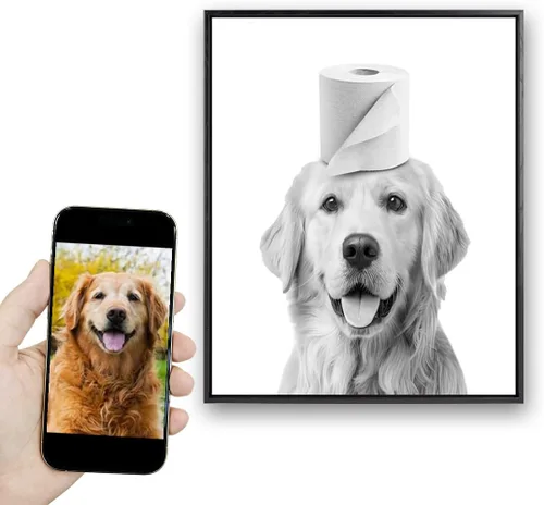 Miniatura 32 de Fotos personalizadas de mascotas en lienzo para pared Arte de baño personalizado Lindo perro gato en bañera Impresiones, divertidos animales Foto