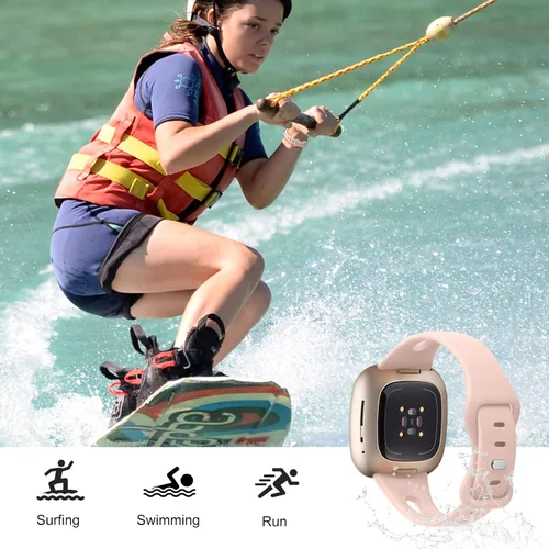 Miniatura 4 de Ouwegaga Compatible con correas Fitbit Versa 3/Versa 4/Sense/Sense 2 para mujer, correa deportiva delgada de silicona suave con orificios de aire