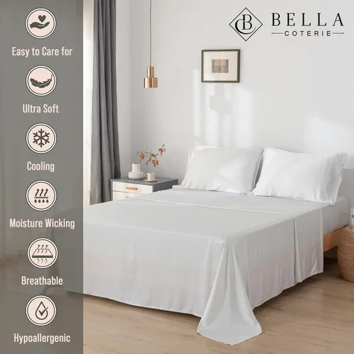 Miniatura 99 de Bella Coterie - Juego de sábanas de lujo de viscosa de bambú para cama tamaño split king 2 sábanas ajustadas para camas Sleep Number y ajustables