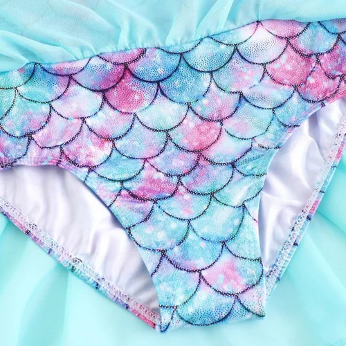 Miniatura 12 de EQSJIU Leotardo de baile de manga larga para niñas, vestido de ballet brillante con copo de nieve, tutú con falda tutú para niñas