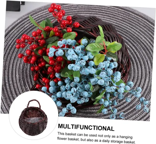 Miniatura 4 de BESPORTBLE 2 sets cesta colgante mimbre tejido pared colgante olla decoración del hogar 2 unids*2