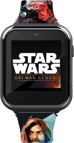 Miniatura 2 de Accutime Star Wars - Reloj inteligente con pantalla táctil de aprendizaje educativo negro para niños, niñas, cámara selfie, alarma, calculadora