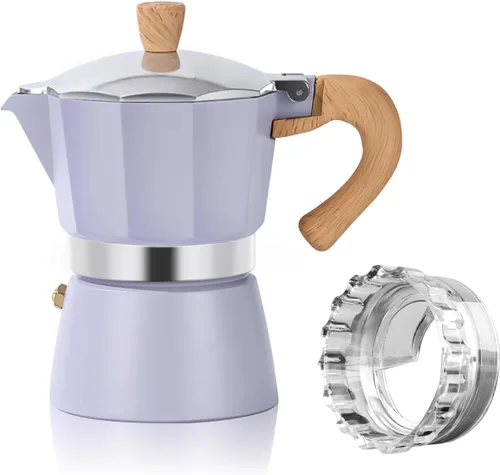 Miniatura 19 de ShanSon Moka Pot - Cafetera de café expreso de 3 tazas de 5 onzas, cafetera italiana manual cubana, cafetera italiana espresso greca para capuchino