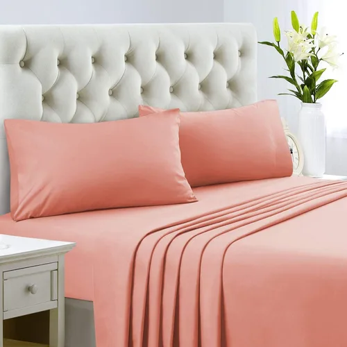 Miniatura 20 de LaxLinen 4 PCs Sheet Set (+30 Inch) Extra Deep Pocket Twin/Single Bed Size, Aqua Solid 600 Thread Count 100% Egyptian Cotton
