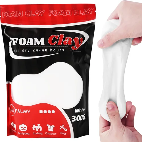 Miniatura 9 de CALPALMY Arcilla seca al aire (bolsa de 1.1 libras) – Arcilla de espuma blanca moldeable para cosplay – Arcilla suave de secado al aire para niños