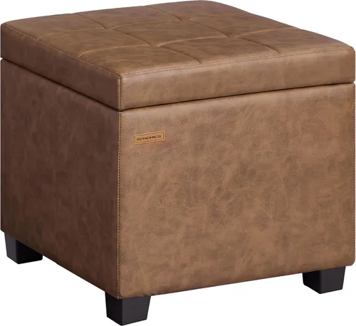 Miniatura 15 de SONGMICS Otomana redonda, otomana con almacenamiento, 17.7 x 17.7 x 17.5 pulgadas, reposapiés con patas, cuero sintético, carga de hasta 330 libras