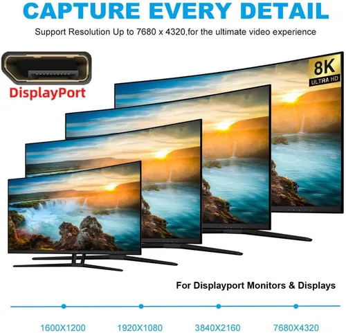 Miniatura 7 de xiwai Tipo C hembra USB-C 3.1 fuente a Displayport DP 1.4 fregadero HDTV Cable 8K@60hz 4K@120hz para tableta teléfono portátil