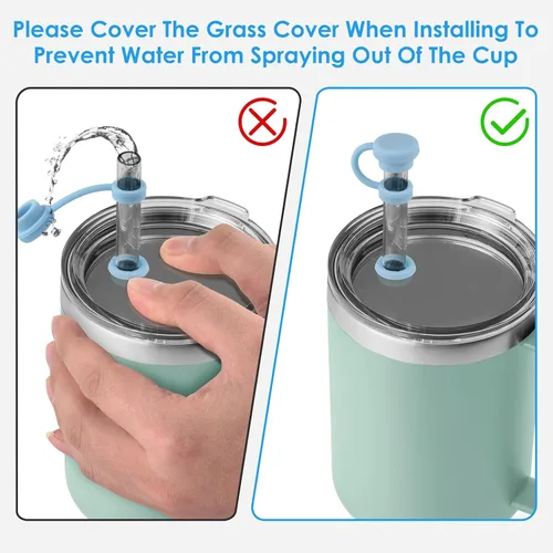 Miniatura 3 de ERKOON Juego de tapones de silicona para derrames compatible con vasos de paja YETI, accesorios para vasos, funda de popote de silicona, protectores