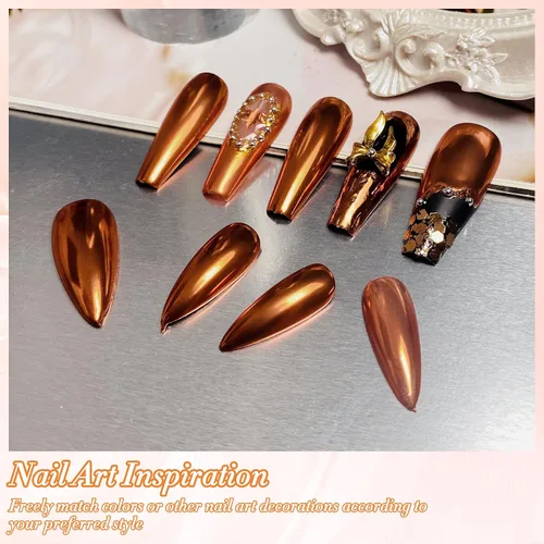 Miniatura 4 de FNNZ Polvo de uñas cromado, pigmento metálico de polvo de uñas efecto espejo de alta calidad, arte de uñas, polvo con purpurina para San Valentín