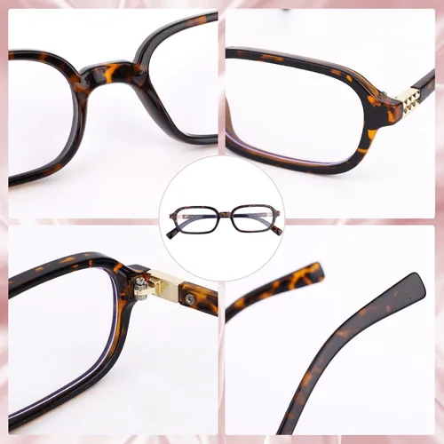 Miniatura 4 de 2 lentes rectangulares de luz azul, lentes cuadrados retro, pequeños, estrechos de los años 90, con bloqueo de luz azul para mujeres y hombres