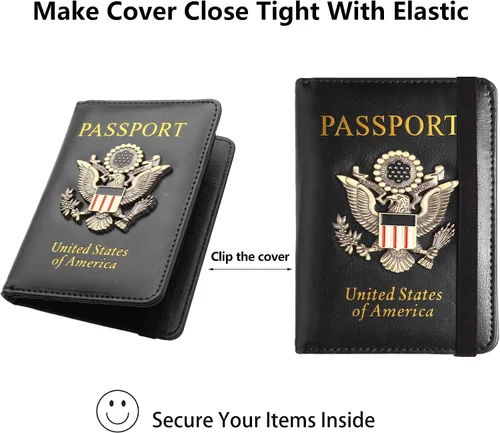 Miniatura 6 de GDTK - Portapasaportes de piel, funda para pasaporte con bloqueo RFID - Cartera para documentos de viaje, m