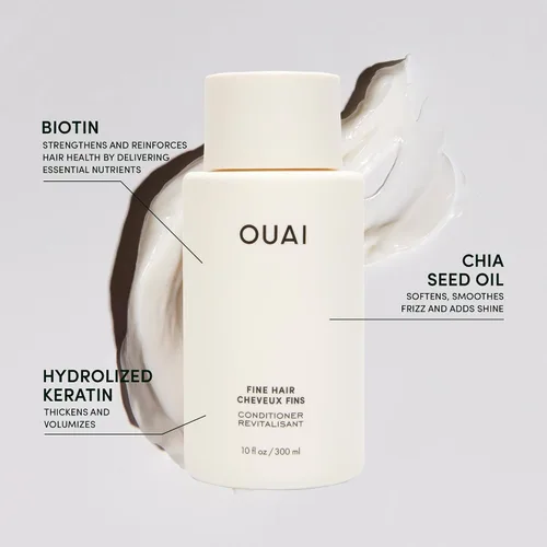 Miniatura 4 de OUAI Acondicionador para cabello fino tamaño de viaje, acondicionador voluminizador para cabello fino con queratina, biotina y aceite de semilla