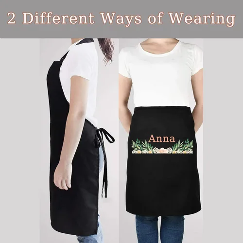 Miniatura 4 de BeautyWill Delantal personalizado personalizado para hombres y mujeres, delantal de cocina personalizado con bolsillos, nombre, texto, logotipo