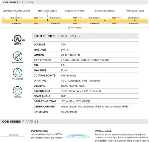 Miniatura 2 de American Lighting 02523 - HTL65-COB-WH-16 Tiras de luz de cinta LED