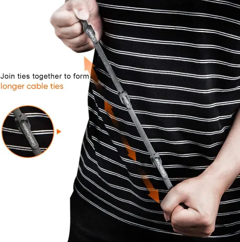 Miniatura 5 de CableCreation Sujetacables de sujeción reutilizables, bridas ajustables de 6 pulgadas de alta calidad, correas de organización de cables de nailon