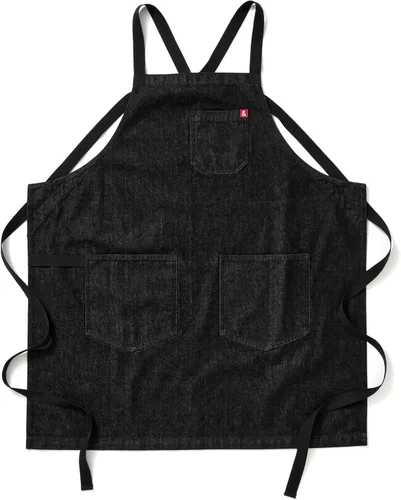 Miniatura 7 de hedley & bennett Delantal con babero cruzado - Delantal de chef con bolsillos - 100% Algodón Denim, 8oz - Negro Abalone