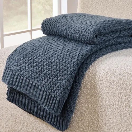Miniatura 13 de Manta de punto beige para sofá, manta de punto de tablero de ajedrez beige para cama, manta de punto reversible suave y acogedora, 50 x 60 pulgadas