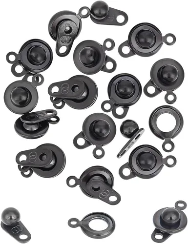 UNICRAFTALE Juego de 15 cierres de presión de acero inoxidable Gunmetal Snap Button Press Stud Cap Socket Conector de joyería para pulsera Gris