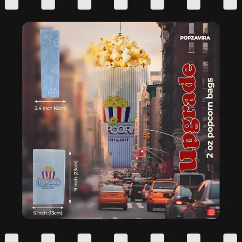 Miniatura 5 de Bolsas de palomitas de maíz de estilo vintage, fondo plano, 2 onzas, 500 unidades, porciones individuales, a granel, perfectas para fiestas, noches