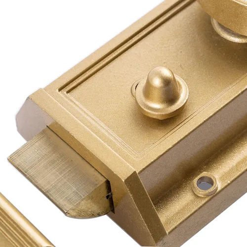Miniatura 7 de Cerradura de borde de cerrojo de noche, cerraduras antiguas con llaves para puerta delantera, acabado dorado