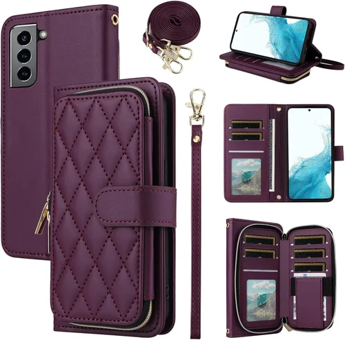 Miniatura 20 de Funda de Cartera para Samsung Galaxy S20 FE 5G de 6.5 Pulgadas con Correa para Muñeca, Billetera con Cremallera y más de 9 Ranuras para Tarjetas