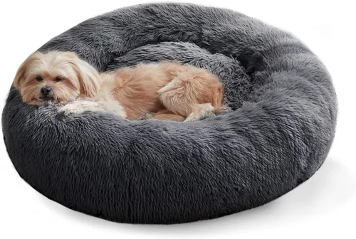 Miniatura 27 de WESTERN HOME WH Cama calmante para perros y gatos, dona acogedora anti-ansiedad, cama redonda cálida y acogedora de piel sintética, suave y azul