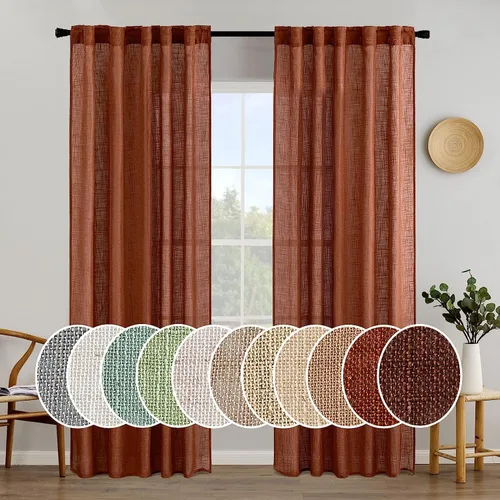 Miniatura 32 de MIULEE Cortinas de lino blanco de 108 pulgadas de largo para dormitorio, sala de estar, cortinas de ventana con textura de lino suave y grueso, Lino