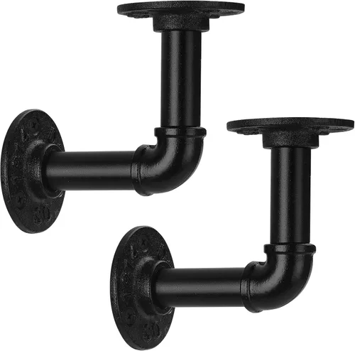 Miniatura 7 de Soporte de estante de tubo de 1/2 pulgada, soporte de estante flotante montado en la pared, soporte de metal colgante de pared punk de vapor
