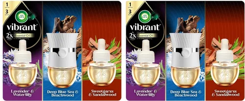 Air Wick Vibrante calentador de aceite perfumado enchufable + recargas, impregnado con aceites esenciales, ambientadores enchufables para el hogar,