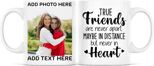 Miniatura 18 de Taza de café con texto en inglés "Because Of You I Laugh", regalo para mujeres, mejores amigas, mejores amigas, tazas personalizadas de amistad