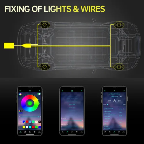 Miniatura 4 de Luces de roca RGB, 4 cápsulas, luz de neón suberglow multicolor con controlador de aplicación, función de temporización, kit de iluminación
