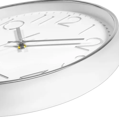 Miniatura 7 de Foxtop Reloj de pared plateado silencioso sin tictac, funciona con pilas, redondo, moderno, para oficina, escuela, hogar, sala de estar, dormitorio
