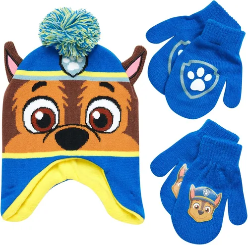 Nickelodeon Sombrero de invierno de Paw Patrol para niños 2 pares de guantes o mitones niñosniños pequeños