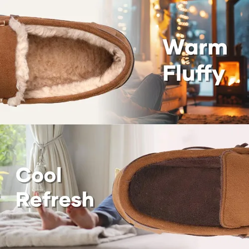 Miniatura 2 de Zigzagger - Pantuflas estilo mocasín de microgamuza y espuma viscoelástica, para hombre