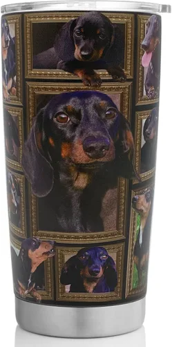 Miniatura 9 de Vaso de perro pastor australiano con tapa, a prueba de derrames, taza de viaje para café helado, botella de agua aislada de acero inoxidable de 20
