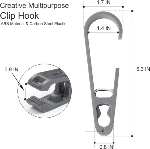 Miniatura 7 de Pinzas Grandes para Ropa Clips para Toallas, 4 Piezas Pinzas Multiusos para Ropa con Gancho, Colgador de Ropa de Plástico Resistente. Gancho en S