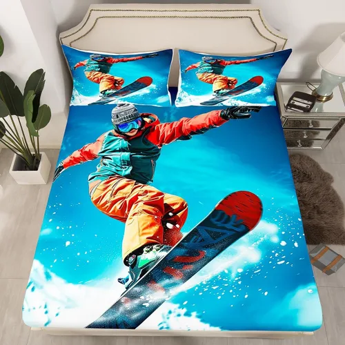 Miniatura 19 de Erosebridal Sábana bajera ajustable de béisbol tamaño individual, juego de cama de juegos deportivos para niños, niñas, adolescentes y adultos