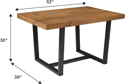 Miniatura 3 de Walker Edison mesa de comedor rectangular para 6 personas, de madera desgastada, de estilo moderno y campestre, 52 pulgadas, roble rústico