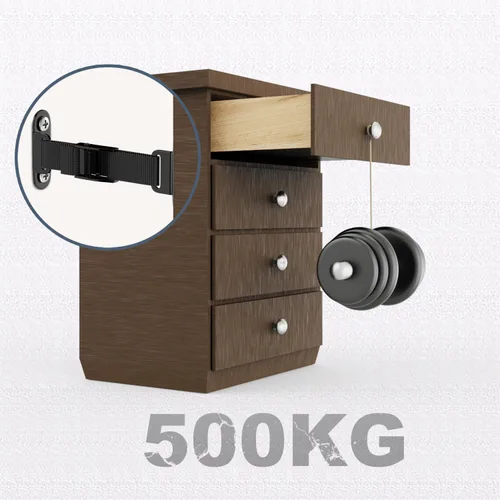 Miniatura 3 de Anclajes antipunta para muebles (2 juegos), anclaje de pared resistente para muebles, correas ajustables para terremotos, anclajes de muebles